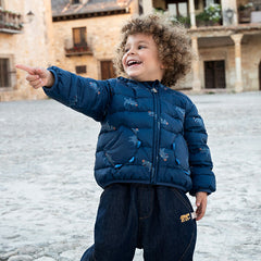 Dave&Bella Toddler Boys Winter Playful Dinosaur-style Outdoor Hooded Cozy Down Coats