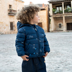 Dave&Bella Toddler Boys Winter Playful Dinosaur-style Outdoor Hooded Cozy Down Coats