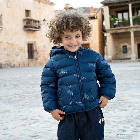 Dave&Bella Toddler Boys Winter Playful Dinosaur-style Outdoor Hooded Cozy Down Coats