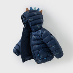 Dave&Bella Toddler Boys Winter Playful Dinosaur-style Outdoor Hooded Cozy Down Coats