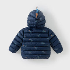 Dave&Bella Toddler Boys Winter Playful Dinosaur-style Outdoor Hooded Cozy Down Coats