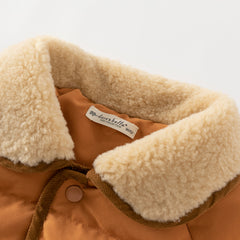 Dave&Bella Toddler Boys Winter Camel Brown/Dark Grey Outdoor Outwear Cozy Down Coats