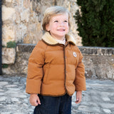 Dave&Bella Toddler Boys Winter Camel Brown/Dark Grey Outdoor Outwear Cozy Down Coats (Copy)-1