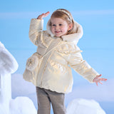 Dave&Bella Toddler Girls Winter Adorable Champagne Cozy Hooded Down Coats(wallet bag)
