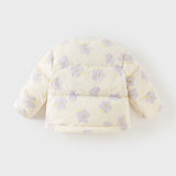 Dave&Bella Toddler Girls Winter Cute Floral Beige Outdoor Windproof Down Coats(scarf)