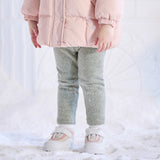 Dave&Bella Toddler Girls Versatile Light Grey Soft Plush-lined Leggings