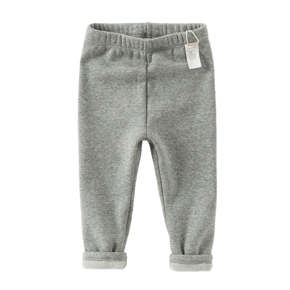 Dave&Bella Toddler Girls Versatile Light Grey Soft Plush-lined Leggings