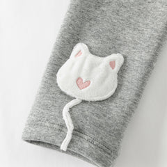 Dave&Bella Toddler Girls Versatile Light Grey Soft Plush-lined Leggings