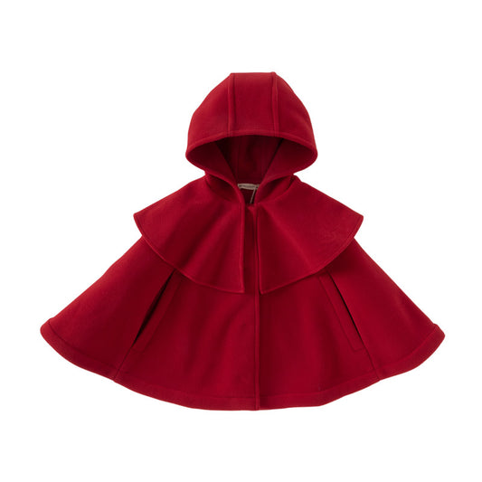 Dave&Bella Girls Autumn Red Outdoor Hooded Toddler Fleece Capes Coat