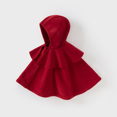 Dave&Bella Toddler Girls Festival Christmas Red Outdoor Hooded Fleece Capes Coat