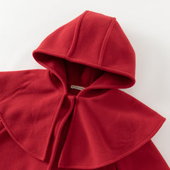 Dave&Bella Toddler Girls Festival Christmas Red Outdoor Hooded Fleece Capes Coat