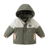 Dave&Bella Toddler Boys Winter Green Outwear Warm Hooded Two-Piece Down Coats Set