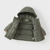 Dave&Bella Toddler Boys Winter Green Outwear Warm Hooded Two-Piece Down Coats Set