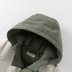Dave&Bella Toddler Boys Winter Green Outwear Warm Hooded Two-Piece Down Coats Set