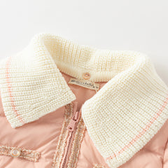 Dave&Bella Toddler Girls Winter Grey Pink Outwear Mid-length Cozy Down Puffer Jackets