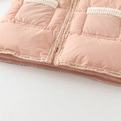 Dave&Bella Toddler Girls Winter Grey Pink Outwear Mid-length Cozy Down Puffer Jackets