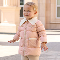 Dave&Bella Toddler Girls Winter Grey Pink Outwear Mid-length Cozy Down Puffer Jackets