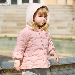 Dave&Bella Toddler Girls/Boys Winter Pink/Navy Blue Patchwork Outwear Hooded Jacket