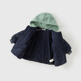 Dave&Bella Toddler Girls/Boys Pink/Navy Blue Patchwork Outwear Hooded Jacket