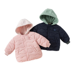 Dave&Bella Toddler Girls/Boys Winter Pink/Navy Blue Patchwork Outwear Hooded Jacket