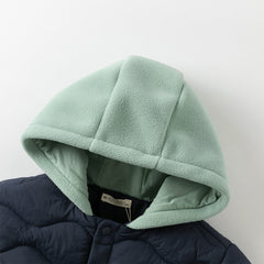 Dave&Bella Toddler Girls/Boys Winter Pink/Navy Blue Patchwork Outwear Hooded Jacket