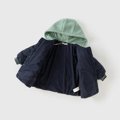 Dave&Bella Toddler Girls/Boys Winter Pink/Navy Blue Patchwork Outwear Hooded Jacket