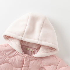 Dave&Bella Toddler Girls/Boys Winter Pink/Navy Blue Patchwork Outwear Hooded Jacket