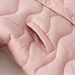 Dave&Bella Toddler Girls/Boys Winter Pink/Navy Blue Patchwork Outwear Hooded Jacket