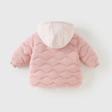 Dave&Bella Toddler Girls/Boys Pink/Navy Blue Patchwork Outwear Hooded Jacket