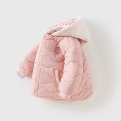 Dave&Bella Toddler Girls/Boys Winter Pink/Navy Blue Patchwork Outwear Hooded Jacket