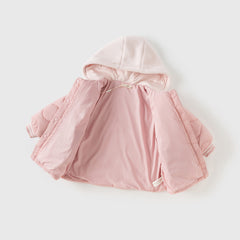 Dave&Bella Toddler Girls/Boys Winter Pink/Navy Blue Patchwork Outwear Hooded Jacket