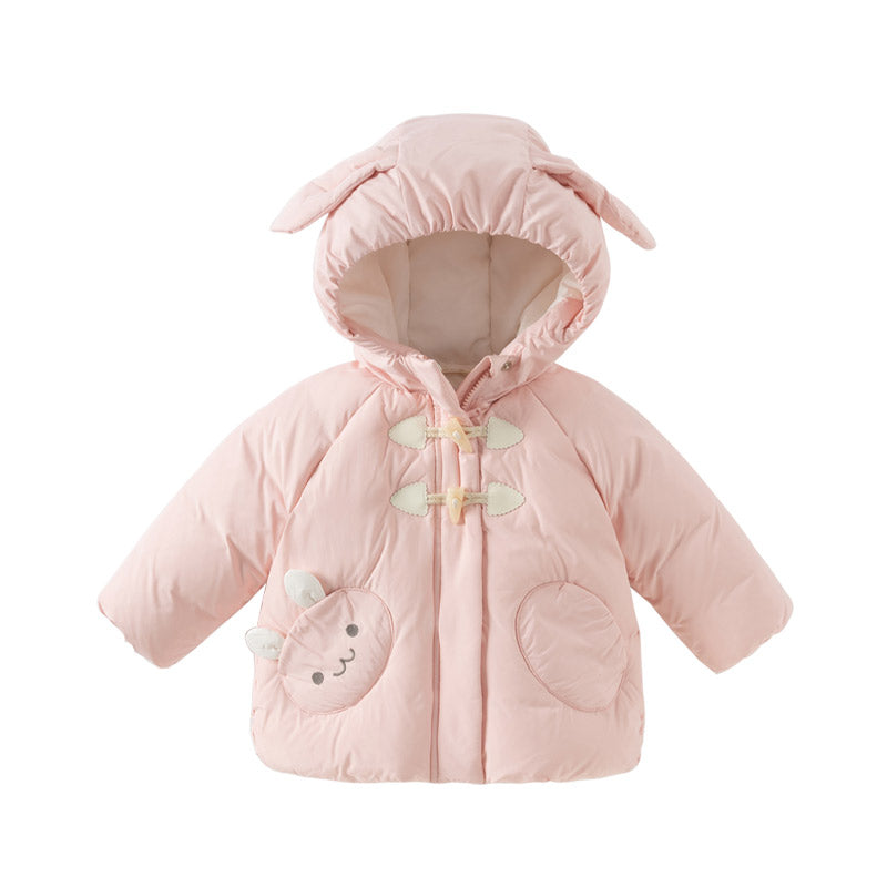 Dave&Bella Toddler Gils Winter Cute Rabbit-shaped Outdoor Windproof Hooded Down Coats