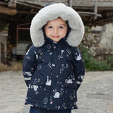 Dave&Bella Toddler Girls Navy/Pink Cute Print Outwear Warm Hooded Padded Jackets