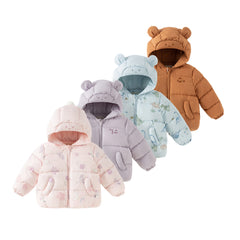 Dave&Bella Toddler Girls/Boys Winter Versatile Print Windproof Outwear Hooded Down Coats