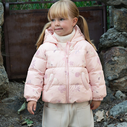 Dave&Bella Toddler Girls/Boys Winter Versatile Print Windproof Outwear Hooded Down Coats