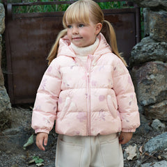Dave&Bella Toddler Girls/Boys Winter Versatile Print Windproof Outwear Hooded Down Coats