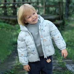 Dave&Bella Toddler Girls/Boys Winter Versatile Print Windproof Outwear Hooded Down Coats