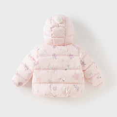 Dave&Bella Toddler Girls/Boys Winter Versatile Print Windproof Outwear Hooded Down Coats