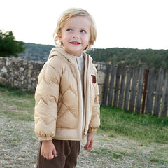 Dave&Bella Toddler Boys Winter Apricot Outwear Hooded Cozy Down Coats