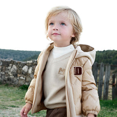 Dave&Bella Toddler Boys Winter Apricot Outwear Hooded Cozy Down Coats