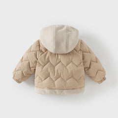 Dave&Bella Toddler Boys Winter Apricot Outwear Hooded Cozy Down Coats