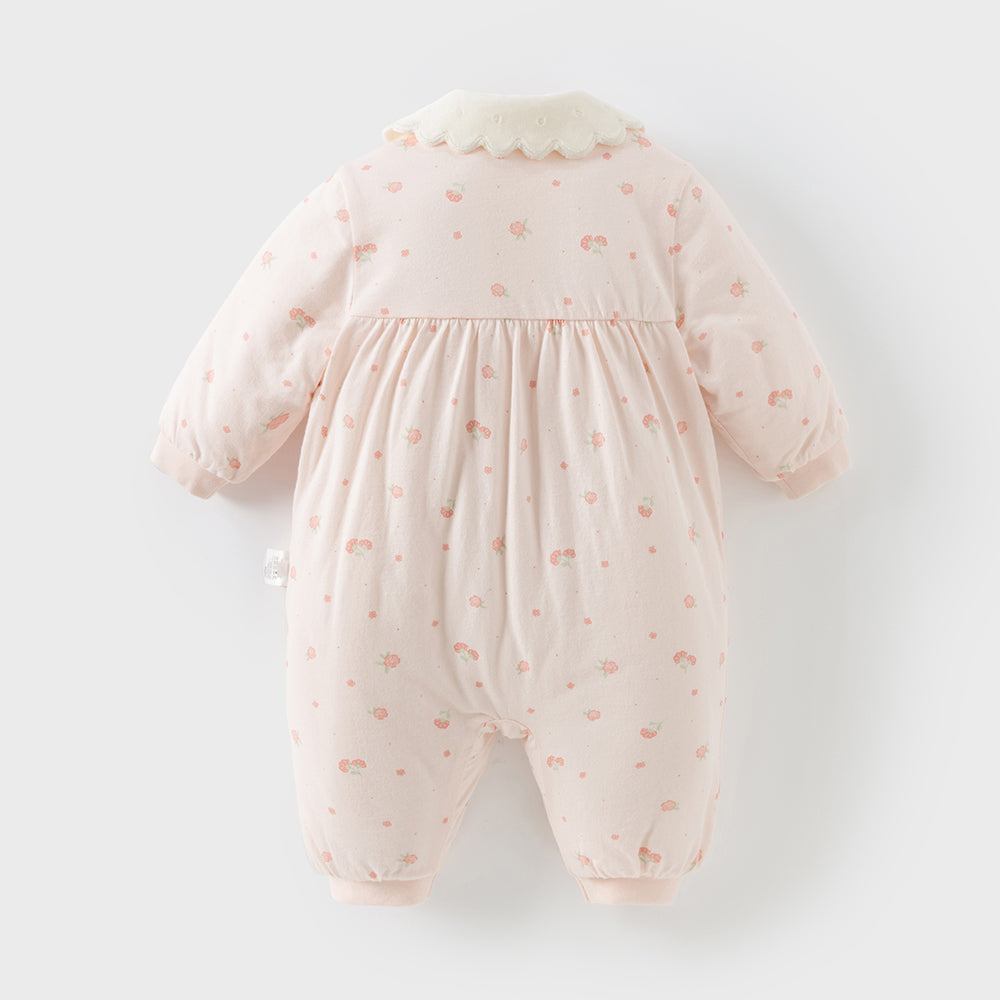 Dave&Bella Baby Girls Sweet Pink Floral Print Soft Padded Rompers
