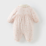 Dave&Bella Baby Girls Sweet Pink Floral Print Soft Padded Rompers