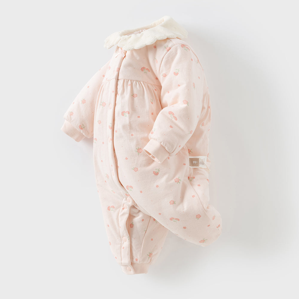 Dave&Bella Baby Girls Sweet Pink Floral Print Soft Padded Rompers