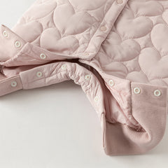 Dave&Bella Newborn Girls Grey Pink Plush Turtle Long-sleeved Padded Rompers