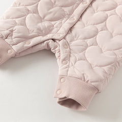 Dave&Bella Newborn Girls Grey Pink Plush Turtle Long-sleeved Padded Rompers