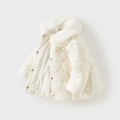 Dave&Bella Toddler Girls Winter Snow White Outdoor Windproof Padded Coats