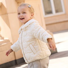 Dave&Bella Toddler Girls Winter Snow White Outdoor Windproof Padded Coats
