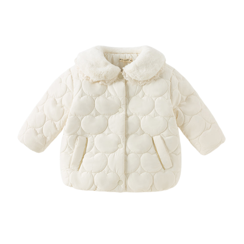 Dave&Bella Toddler Girls Winter Snow White Outdoor Windproof Padded Coats