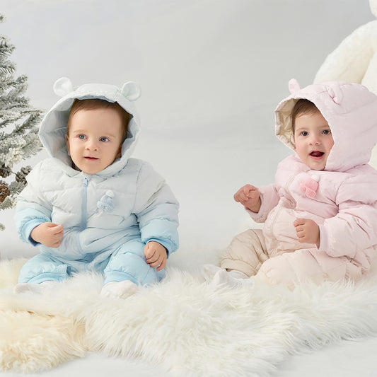 Dave&Bella Baby Girls/Boys Winter Gradient-style Hooded Down One-pieces Rompers